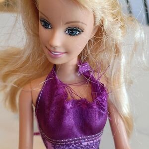 Mattel 1999 Barbie Doll With A Purple Satin Halter Doll Dress